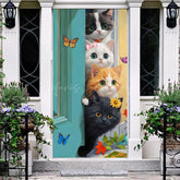 Lofaris Spring Vibe Cute Cat Teal Door Butterfly Cover